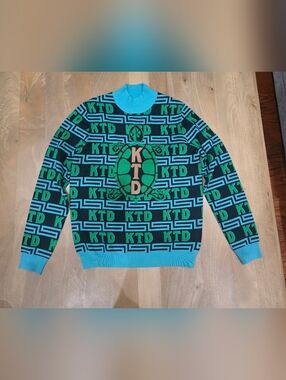 RARE Old Forester Kentucky Turtle Derby Sweater Mens XL KTD All Over Print Mock